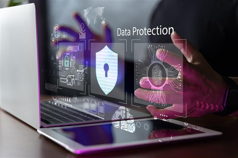 Cloud Data Service internet technology cyber security digital crime concept data protection from hackers network security system personal data information tablet