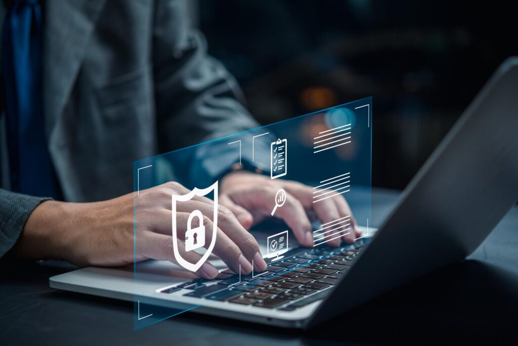 Services user authentication cybersecurity information security encryption technology personal data onlinecomputer system firewall internet security concept